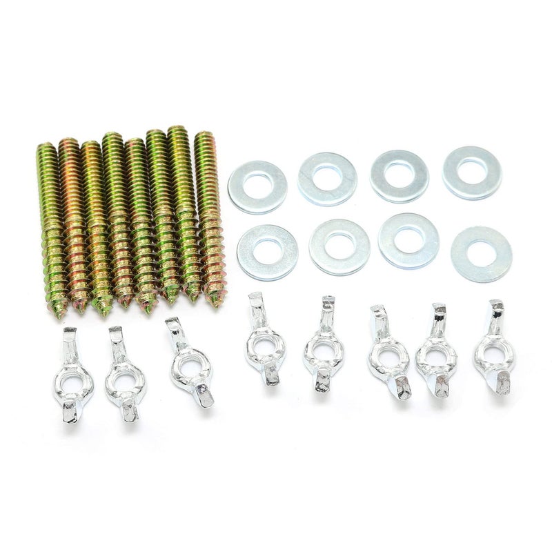 Pro Bamboo Kitchen Hanger Bolts 1/4-20 x 2 Double Head Dowel Screw with Wing Nuts for Wood Furniture - Image 1